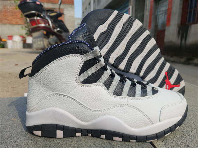 Men's White/Gray/Black Running Weapon Air Jordan 10 Shoes 011
